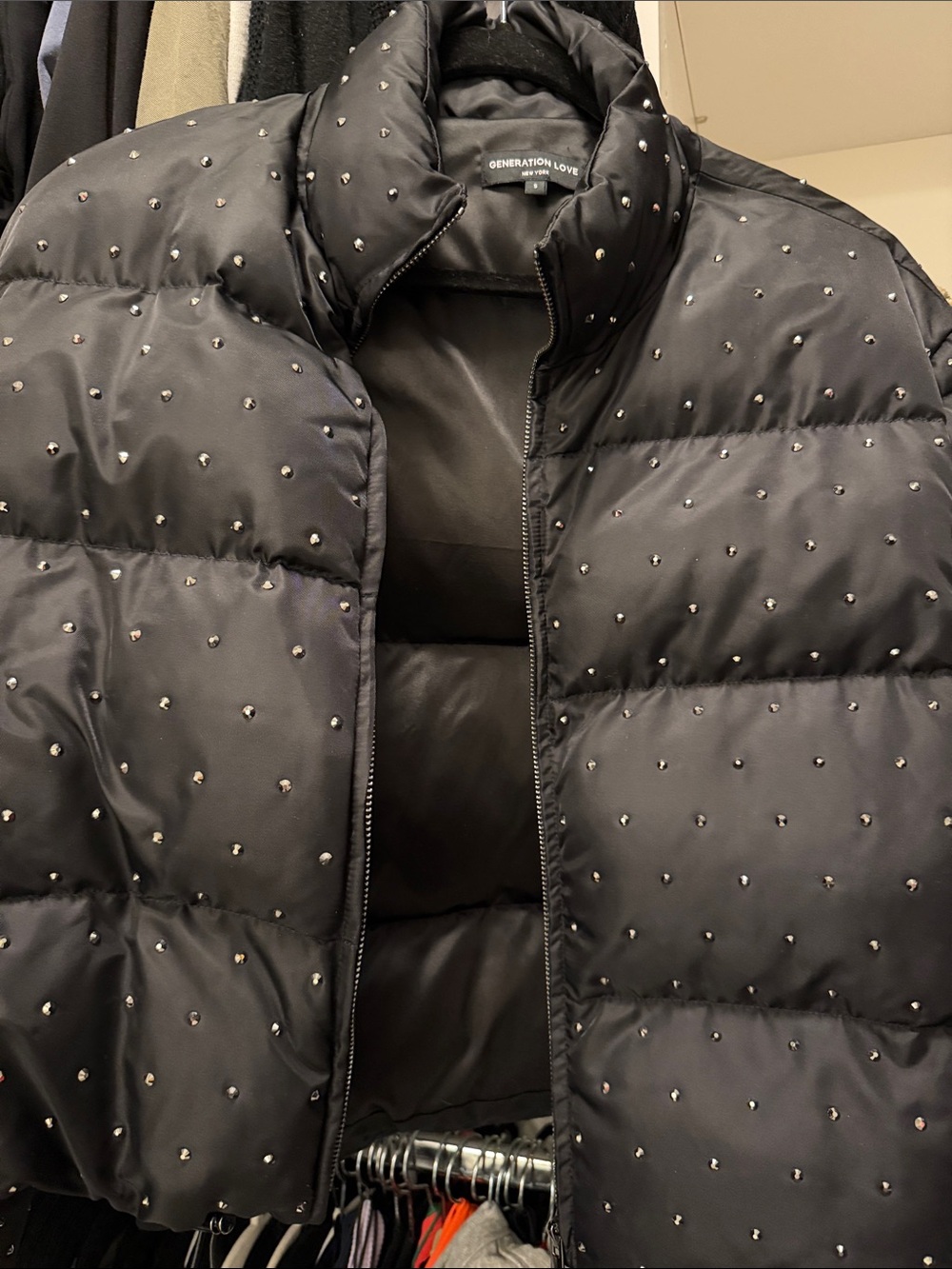 Generation Love Black Studded Puffer Coat